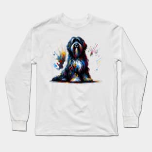 Schapendoes Dog in Colorful Abstract Splash Art Style Long Sleeve T-Shirt